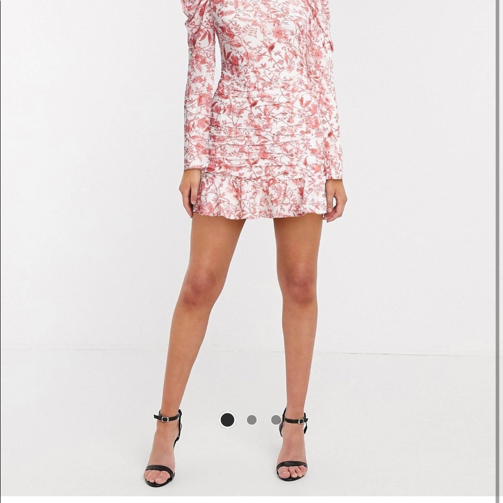 Style × Lorna Luxe open back frilly skater dress in pink floral print